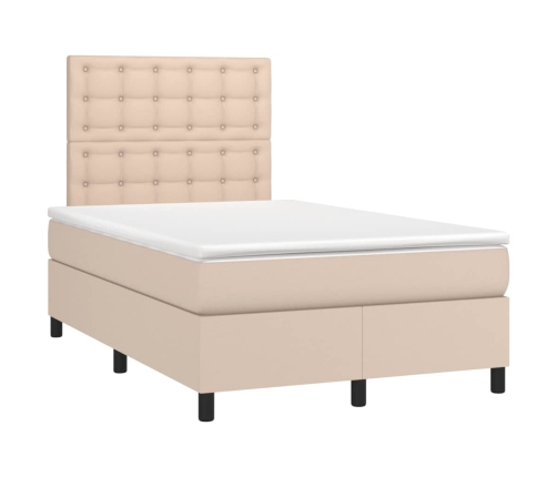 Cama box spring con colchón cuero sintético capuchino 120x190cm