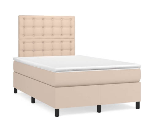 Cama box spring con colchón cuero sintético capuchino 120x190cm