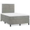 Cama box spring con colchón terciopelo gris claro 120x190 cm