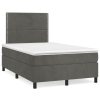 Cama box spring con colchón terciopelo gris oscuro 120x190 cm