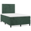 Cama box spring con colchón terciopelo verde oscuro 120x190 cm