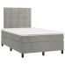 Cama box spring con colchón terciopelo gris claro 120x190 cm