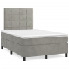 Cama box spring con colchón terciopelo gris claro 120x190 cm