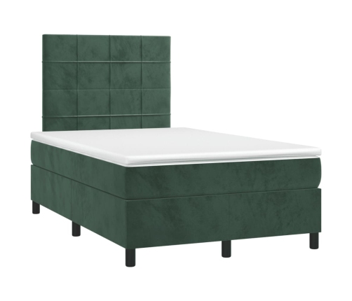 Cama box spring con colchón terciopelo verde oscuro 120x190 cm