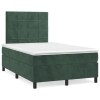 Cama box spring con colchón terciopelo verde oscuro 120x190 cm