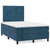 Cama box spring con colchón terciopelo azul oscuro 120x190 cm