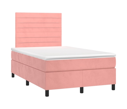 vidaXL Cama box spring con colchón terciopelo rosa 120x190 cm