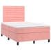 vidaXL Cama box spring con colchón terciopelo rosa 120x190 cm