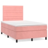 Cama box spring con colchón terciopelo rosa 120x190 cm