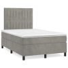 Cama box spring con colchón terciopelo gris claro 120x190 cm