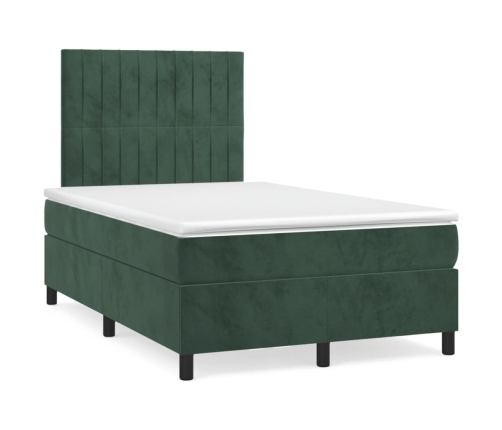 Cama box spring con colchón terciopelo verde oscuro 120x190 cm