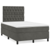 Cama box spring con colchón terciopelo gris oscuro 120x190 cm