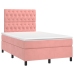 Cama box spring con colchón terciopelo rosa 120x190 cm