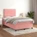 Cama box spring con colchón terciopelo rosa 120x190 cm