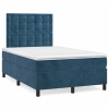 Cama box spring con colchón terciopelo azul oscuro 120x190 cm