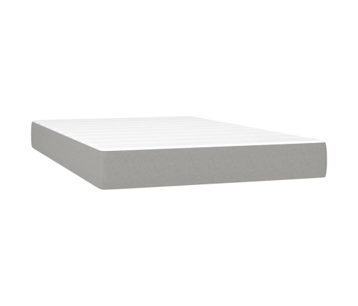 Cama box spring con colchón y LED tela gris claro 120x190 cm