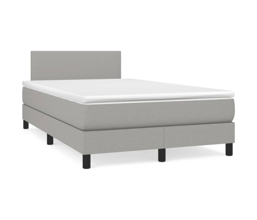 Cama box spring con colchón y LED tela gris claro 120x190 cm