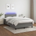 Cama box spring con colchón y LED tela marrón oscuro 120x190 cm