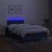 Cama box spring con colchón y luces LED tela azul 120x190 cm