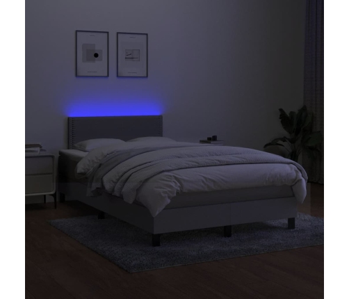 Cama box spring con colchón y LED tela gris claro 120x190 cm