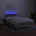 Cama box spring con colchón y LED tela gris claro 120x190 cm