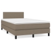 Cama box spring con colchón y LED tela gris taupe 120x190 cm