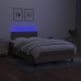 Cama box spring con colchón y LED tela gris taupe 120x190 cm