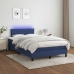 Cama box spring con colchón y luces LED tela azul 120x190 cm