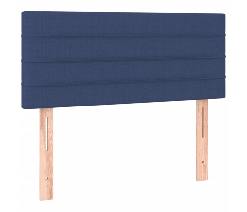 Cama box spring con colchón y luces LED tela azul 120x190 cm