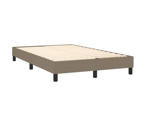 Cama box spring con colchón y LED tela gris taupe 120x190 cm