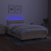 Cama box spring con colchón y luces LED tela crema 120x190 cm