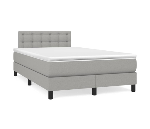 Cama box spring con colchón y LED tela gris claro 120x190 cm