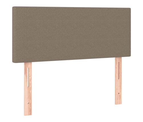 Cama box spring con colchón y LED tela gris taupe 120x190 cm