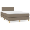 Cama box spring con colchón y LED tela gris taupe 120x190 cm