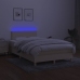 Cama box spring con colchón y luces LED tela crema 120x190 cm