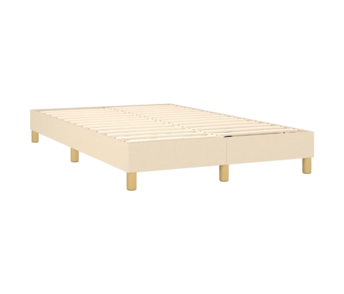 Cama box spring con colchón y luces LED tela crema 120x190 cm