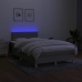 Cama box spring con colchón y LED tela gris claro 120x190 cm