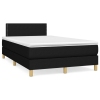 Cama box spring con colchón y luces LED tela negro 120x190 cm