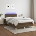 Cama box spring con colchón y LED tela marrón oscuro 120x190 cm