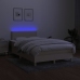 Cama box spring con colchón y luces LED tela crema 120x190 cm