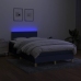 Cama box spring con colchón y luces LED tela azul 120x190 cm