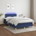 Cama box spring con colchón y luces LED tela azul 120x190 cm