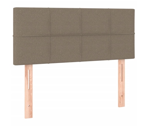 Cama box spring con colchón y LED tela gris taupe 120x190 cm