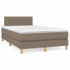 Cama box spring con colchón y LED tela gris taupe 120x190 cm