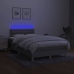 Cama box spring con colchón y LED tela gris claro 120x190 cm