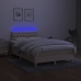 Cama box spring con colchón y luces LED tela crema 120x190 cm