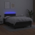 Cama box spring con colchón LED cuero sintético negro 120x190cm