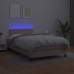 Cama box spring colchón LED cuero sintético capuchino 120x190cm