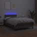 Cama box spring con colchón LED cuero sintético gris 120x190 cm