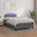 Cama box spring con colchón LED cuero sintético gris 120x190 cm